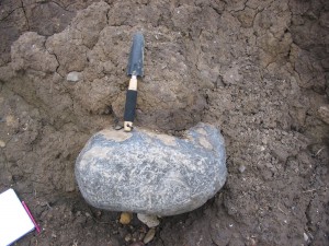 Striated boulder