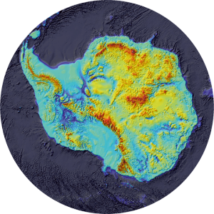 BEDMAP 2, showing that the bedrock on which the West Antarctic Ice Sheet rests is well below sea level. 